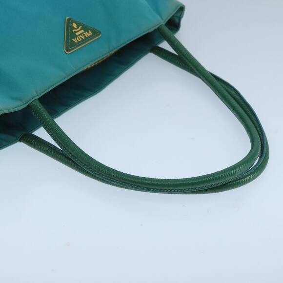 PRADA Tote Bag Nylon Turquoise Blue Gold - Picture 7 of 16